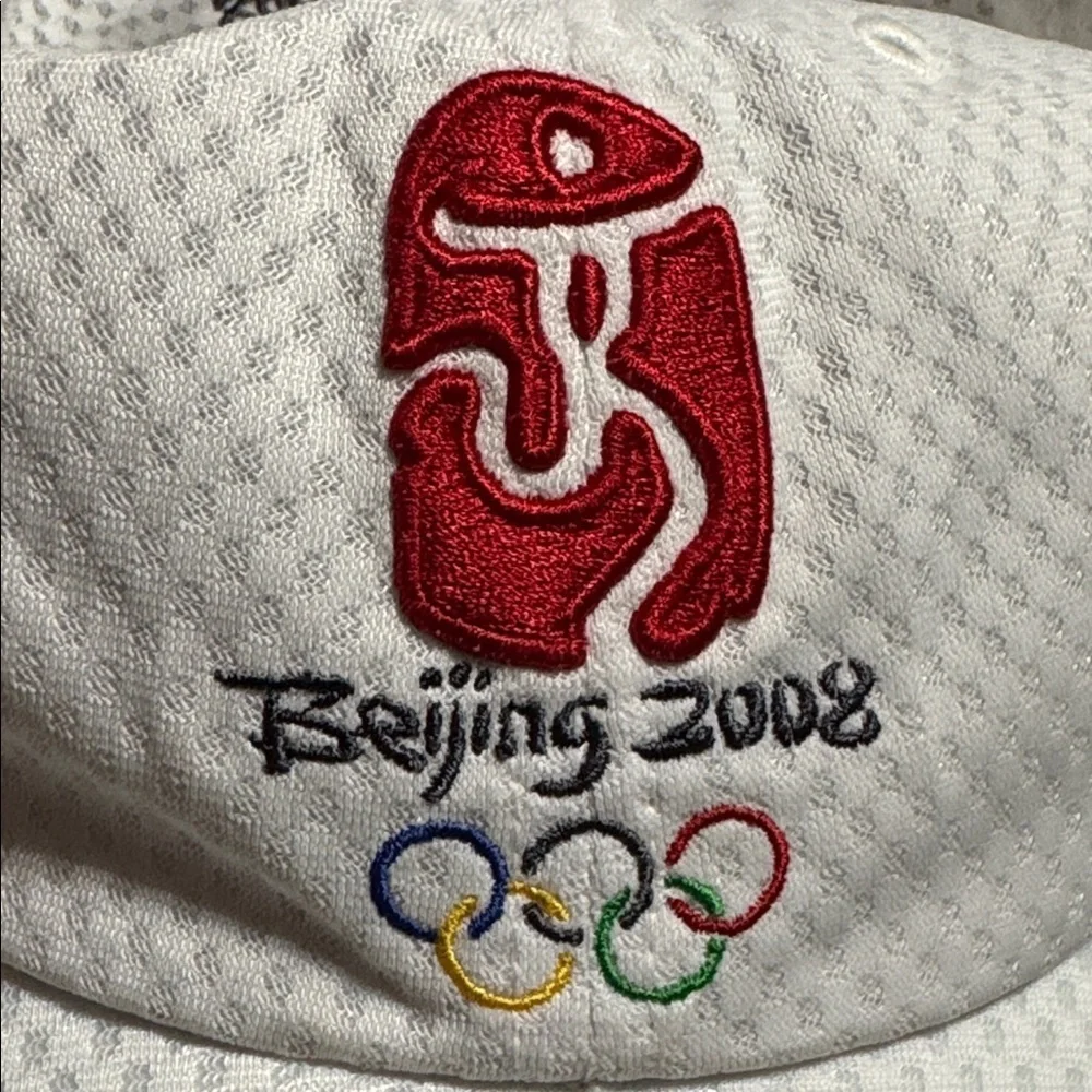 Beijing 2008 Olympics 100% Polyester Velcro White Cap